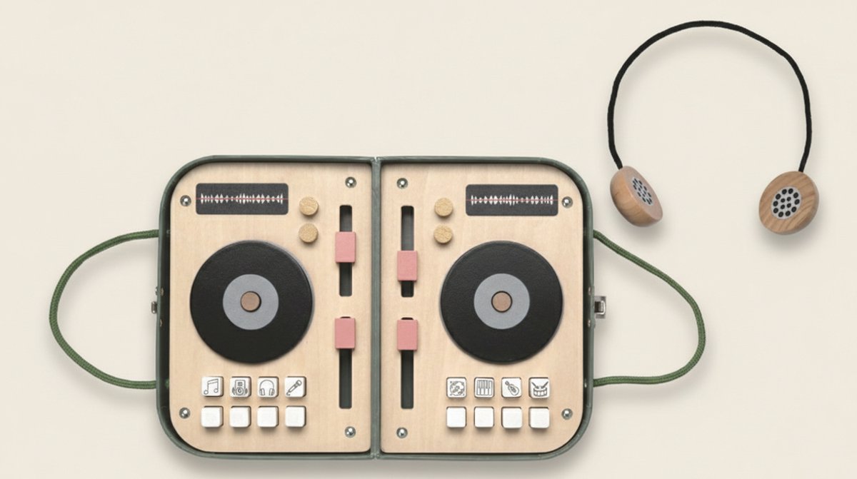 Jabadabado DJ-set houten speelkoffer