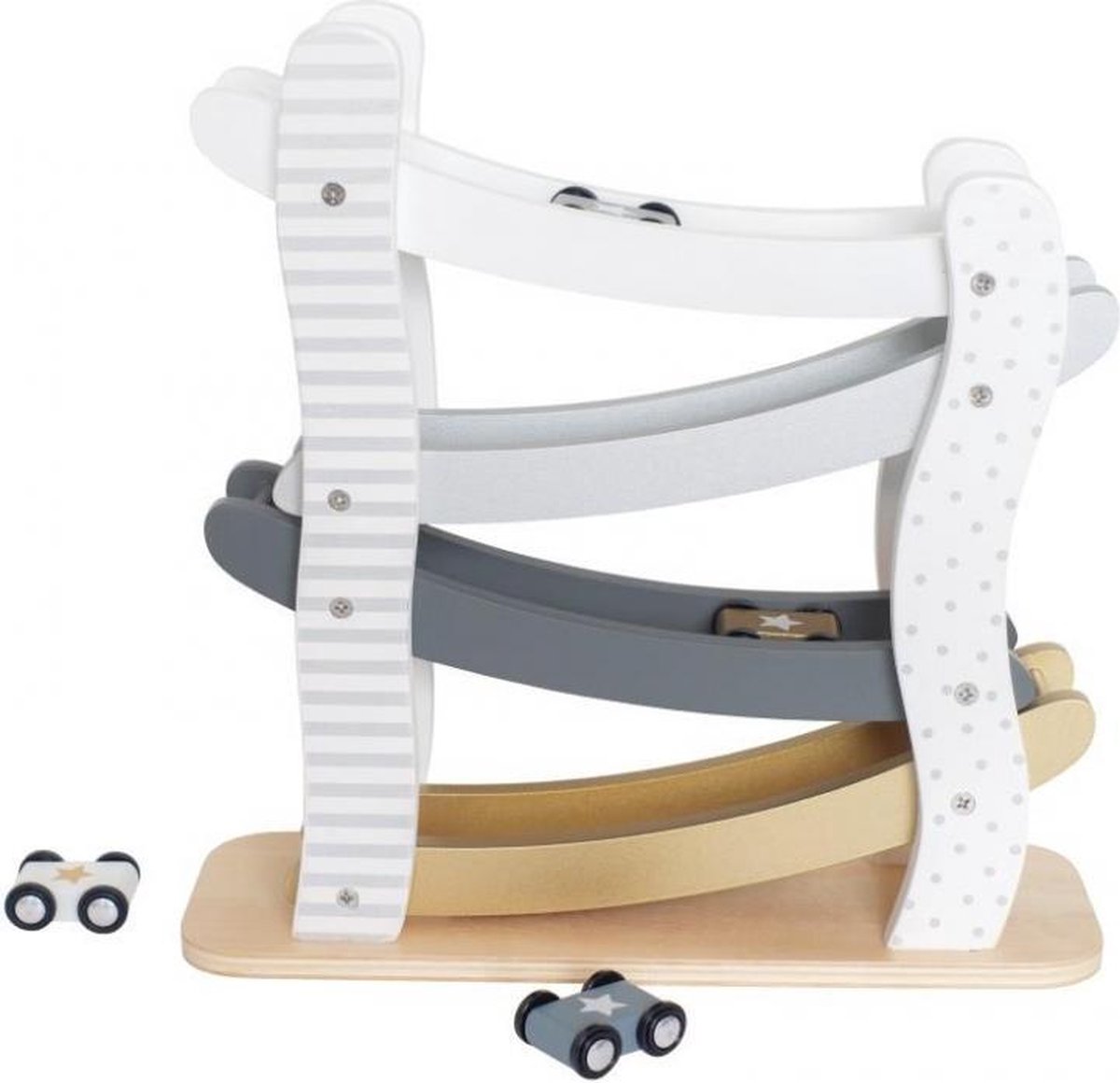 Houten autobaan (goud/zilver)