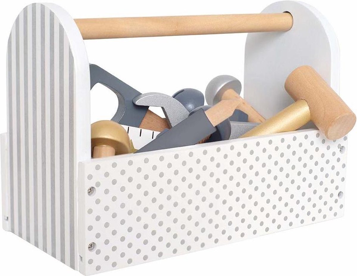 Houten gereedschapskist Zilver
