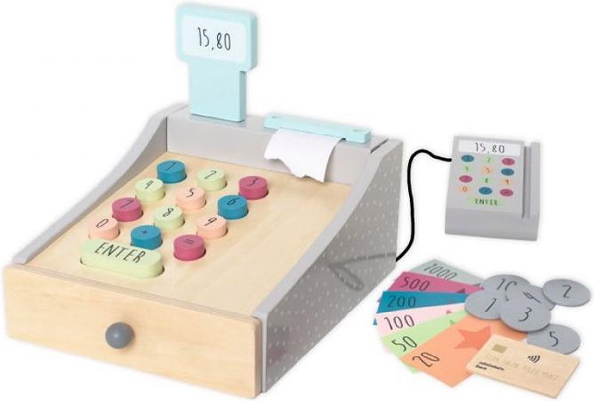 Houten speelgoedkassa JaBaDaBaDo