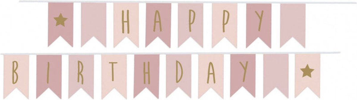 Jabadabado - Vlaggenlijn Happy Birthday - 3,5 Meter - Roze