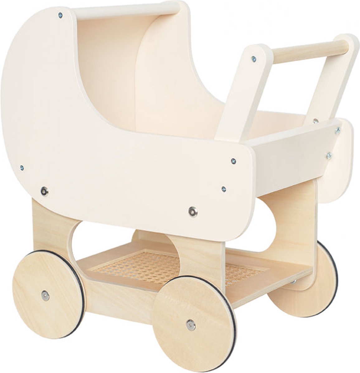   Houten poppenwagen - Creme