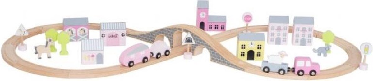 Jabadabado Houten snelweg met accessoires - Roze
