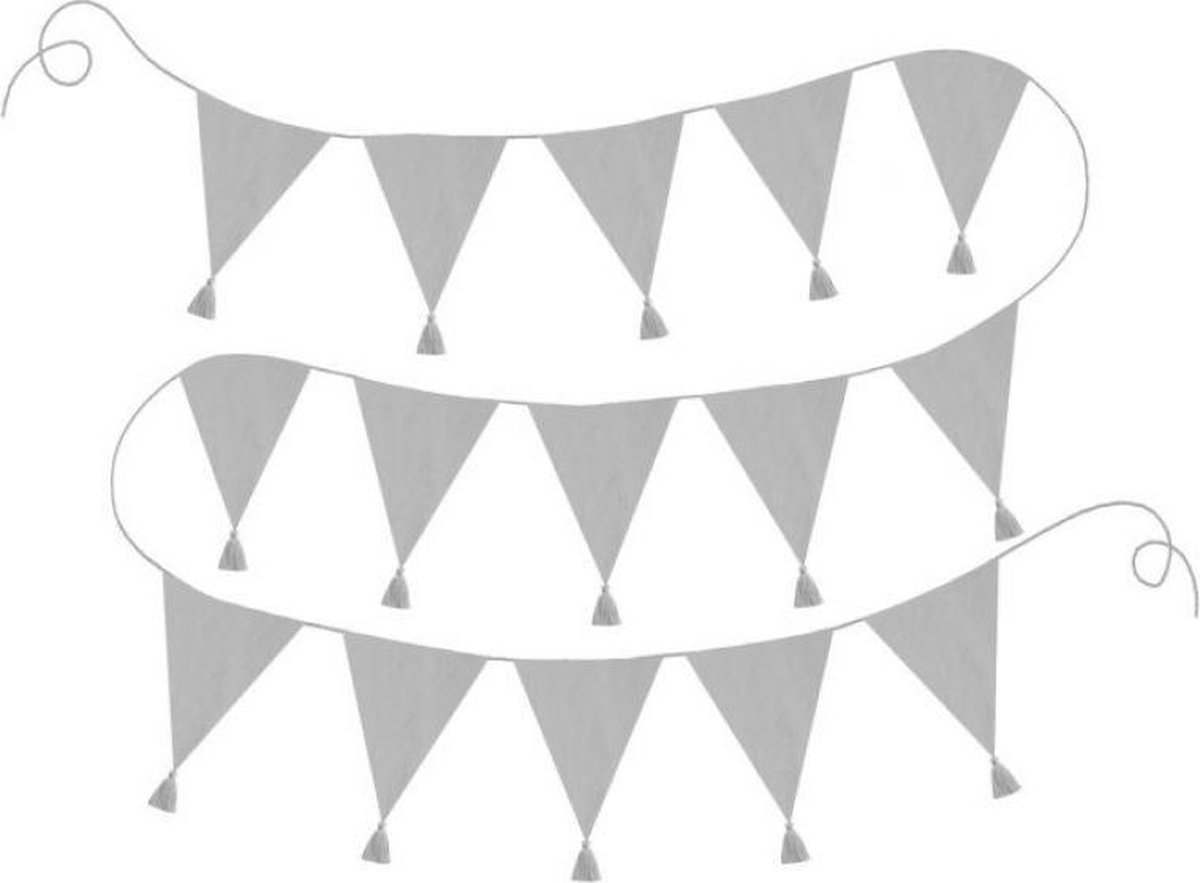 Jabadabado Stoffen vlaggenlijn met kwastjes (4 meter) - Grijs