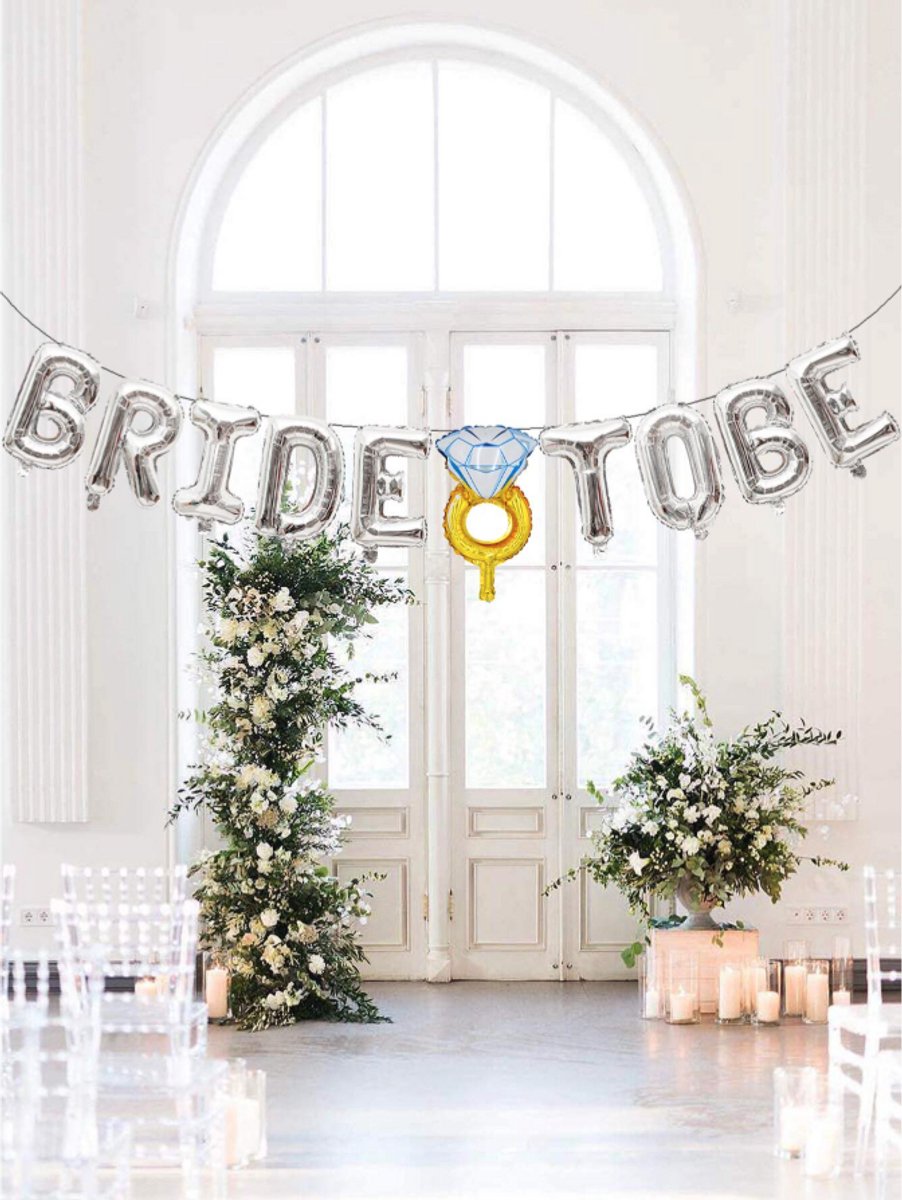 Bride To Be Ballonnen Set - Folieballonnen in Zilver/Goud of Rosegold - Vrijgezellenfeest Decoratie - Inclusief Diamant Ring Ballon