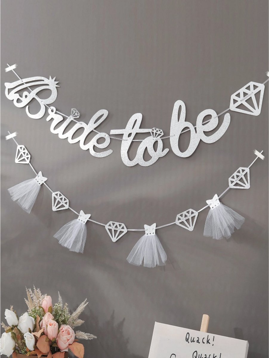 Bride to Be Slinger - Decoratie voor Vrijgezellenfeest - Goud, Roze & Zilver - Feestdecoratie met Diamant- en Kwastontwerp - 17,5 cm Hoog