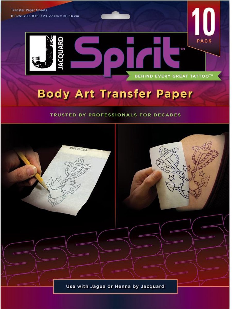 Jacquard huid transferpapier A4 10 vellen voor tijdelijke tattoos.