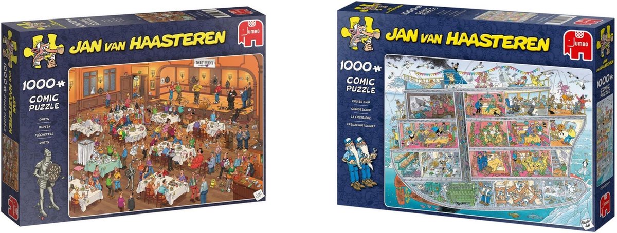 Jan van Haasteren - Puzzelset - Darts 1000 stukjes & Cruise Ship 1000 Stukjes