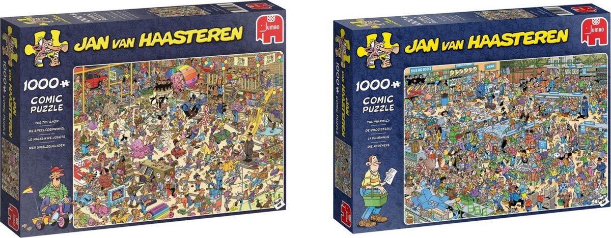 Jan van Haasteren - Puzzelset - Speelgoedwinkel 1000 stukjes & Drogisterij 1000 stukjes