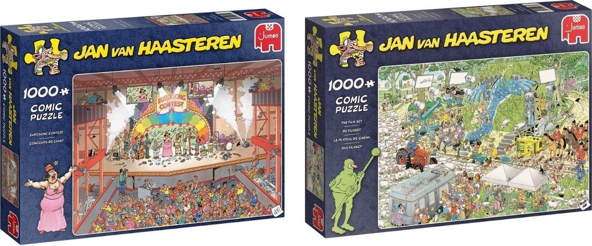 Jan van Haasteren Puzzelbundel - 2 stuks - Eurovisie Songfestival 1000 stukjes & De Filmset 1000 stukjes