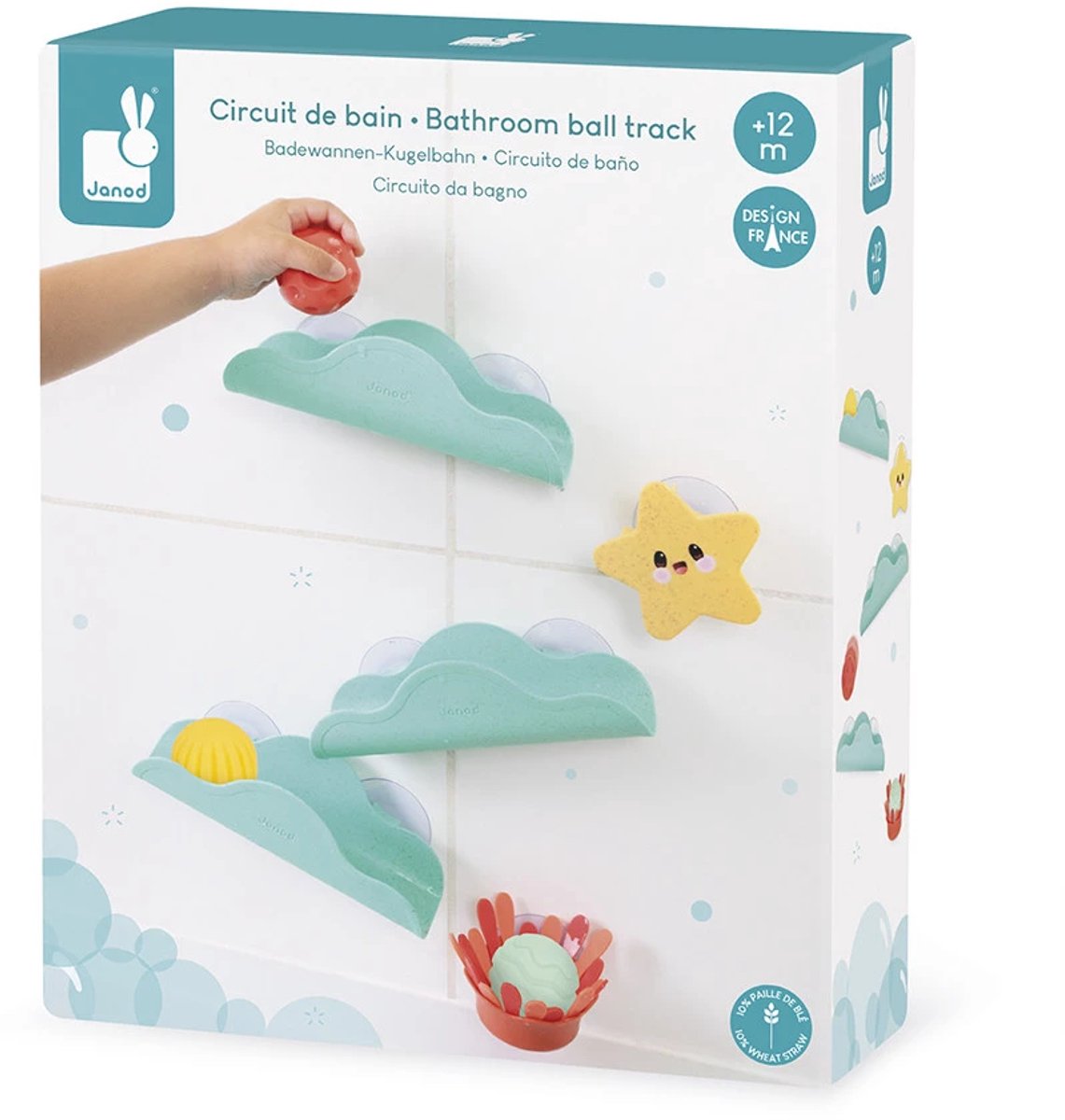 Janod Badspeelgoed - Ballenbaan - Circuit Met 3 Sensorische Ballen Om Naar Beneden Te Rollen - Perfect Voor Het Ontwikkelen Van Logica En Motoriek - Geschikt Vanaf 1 Jaar