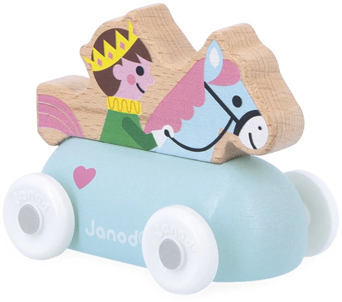 Janod Cross Roads - Houten Prinsenwagen - Kleine, Makkelijk Te Hanteren Blauwe Prinsenauto - Stimuleert De Fijne Motoriek En Fantasie - Geschikt Vanaf 1 Jaar