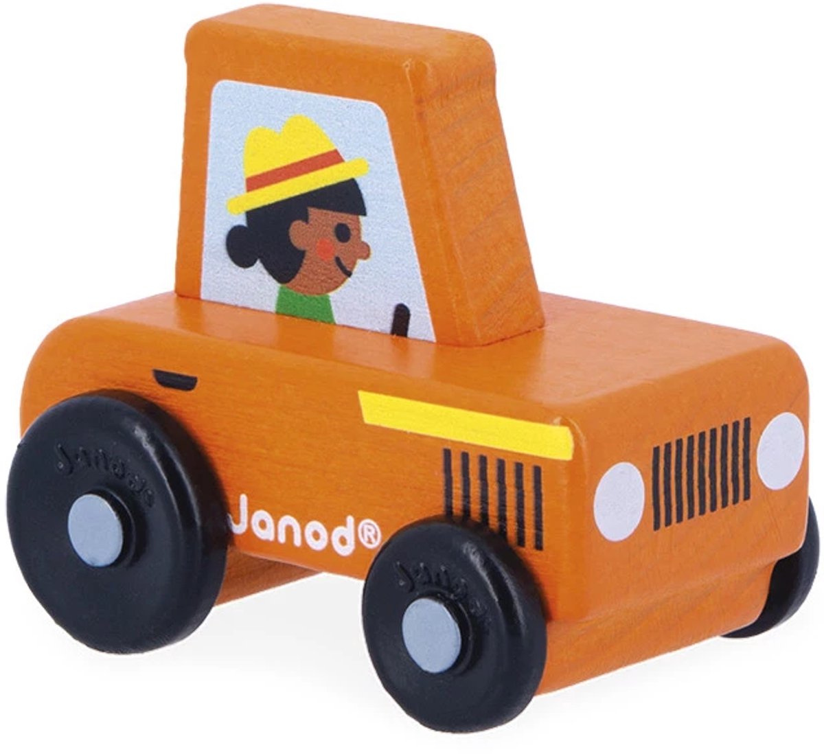 Janod Cross Roads - Houten Tractor - Kleine, Makkelijk Te Hanteren Rode Tractor - Stimuleert De Fijne Motoriek En Fantasie - Geschikt Vanaf 1 Jaar