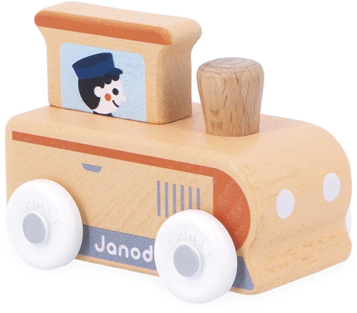 Janod Cross Roads - Houten Trein - Kleine, Makkelijk Te Hanteren Locomotief - Stimuleert De Fijne Motoriek En Fantasie - Geschikt Vanaf 1 Jaar