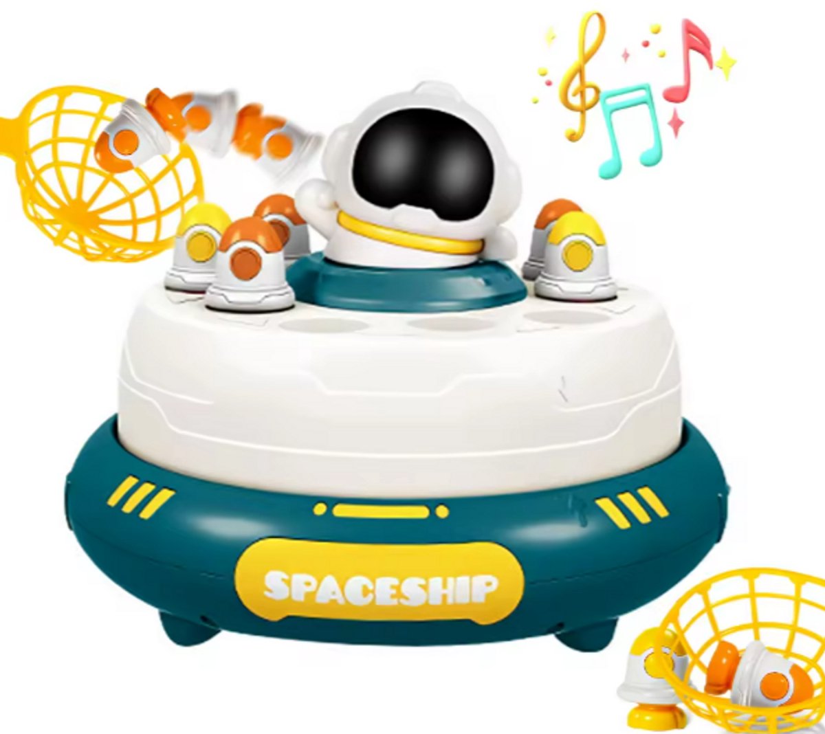 Jawes- Ruimtespel- Blauw- Bordspel- Vangspel- Ruimte- 2 Spelers- Spelen- Gezelschapsspel- Jong en Oud- Muzikaal- Pop-up- Reactiespel- Raketten- Astronaut