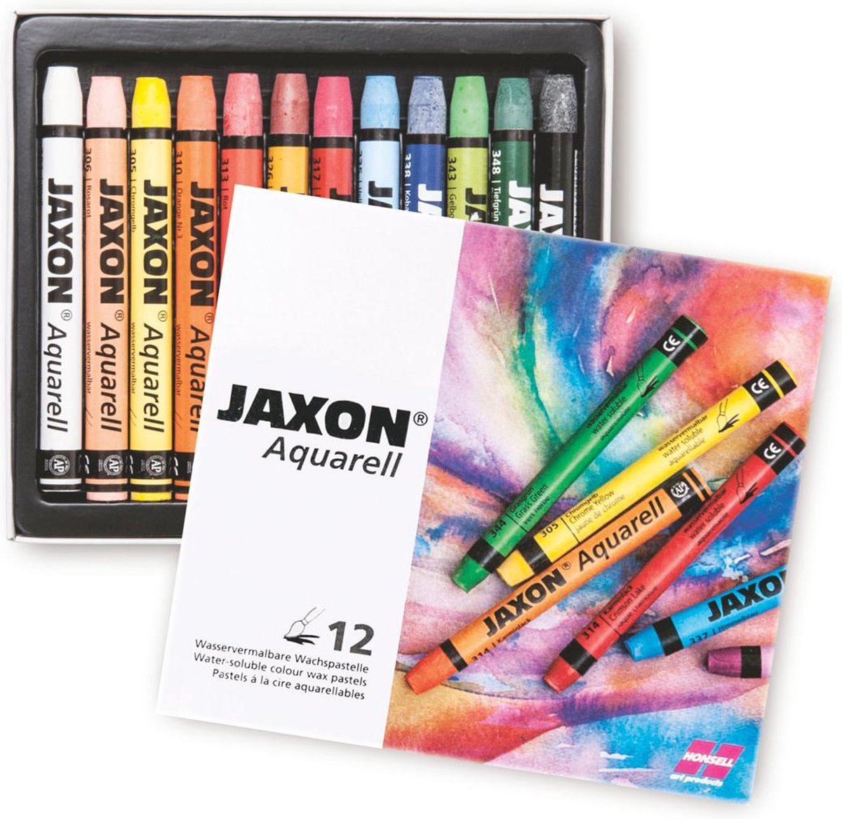 JAXON® Aquarel Waspastels – 12 stuks set