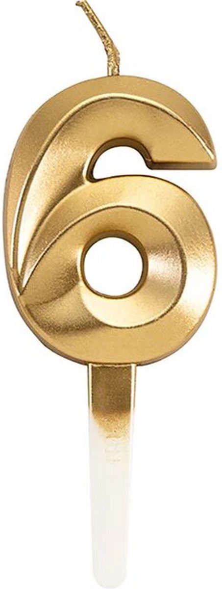 Cijferkaars Goud 6 Jaar - Kaars 6 Jaar - Kaars Cijfer 6 Cijfer Kaarsjes - Kaarsje 6 Jaar - Gouden Kaars Taart / Cupcake 6 Jaar - Voor leeftijd: 16 / 26 / 36 / 46 / 56 / 60 / 61 / 62 / 63 / 64 / 65 / 66 / 67 / 68 / 69 / 76 / 86 / 96 - Goud