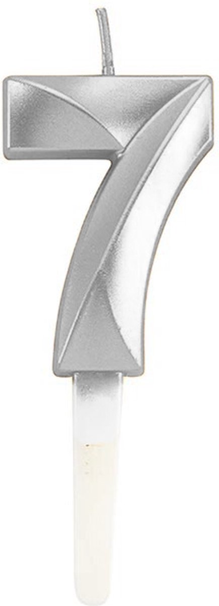 Cijferkaars Zilver 7 Jaar - Kaars 7 Jaar - Kaars Cijfer 7 Cijfer Kaarsjes - Kaarsje 7 Jaar - Zilveren Kaars Taart / Cupcake 7 Jaar - Voor leeftijd: 17 / 27 / 37 / 47 / 57 / 67 / 70 / 71 / 72 / 73 / 74 / 75 / 76 / 77 / 78 / 79 / 87 / 97 - Zilver