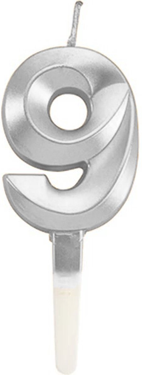 Cijferkaars Zilver 9 Jaar - Kaars 9 Jaar - Kaars Cijfer 9 Cijfer Kaarsjes - Kaarsje 9 Jaar - Zilveren Kaars Taart / Cupcake 9 Jaar - Voor leeftijd: 19 / 29 / 39 / 49 / 59 / 69 / 79 / 89 / 90 / 91 / 92 / 93 / 94 / 95 / 96 / 97 / 98 / 99 - Zilver