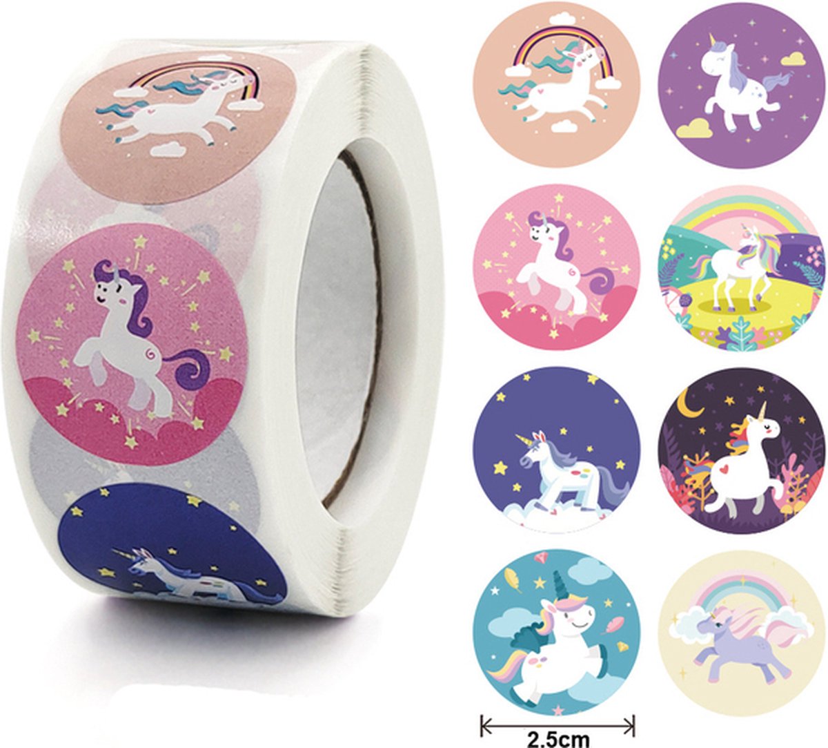 Eenhoorn sticker - 500 stuks - Unicorn stickers - Traktatie - Knutselen - Stickers kinderen knutselen - Meisjes - Stickervellen per 500 stuks