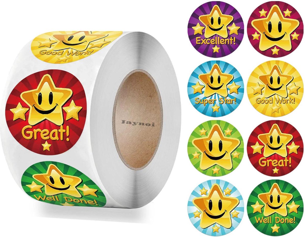 Ster stickers - 1000 stuks - Emoji stickers - Beloningssysteem beloningsstickers - Stickers kinderen knutselen - Stickers kinderen meisjes / jongens - Stickervellen kinderen - Zindelijkheid training stickers emoji - 1000 stuks