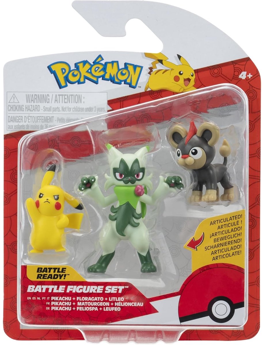 Pokémon - Battle Figure Set 3 Pack: Litleo, Pikachu, Floragato