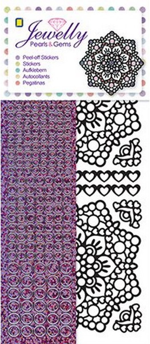 Jewelly Pearls & Gems Black Flowers