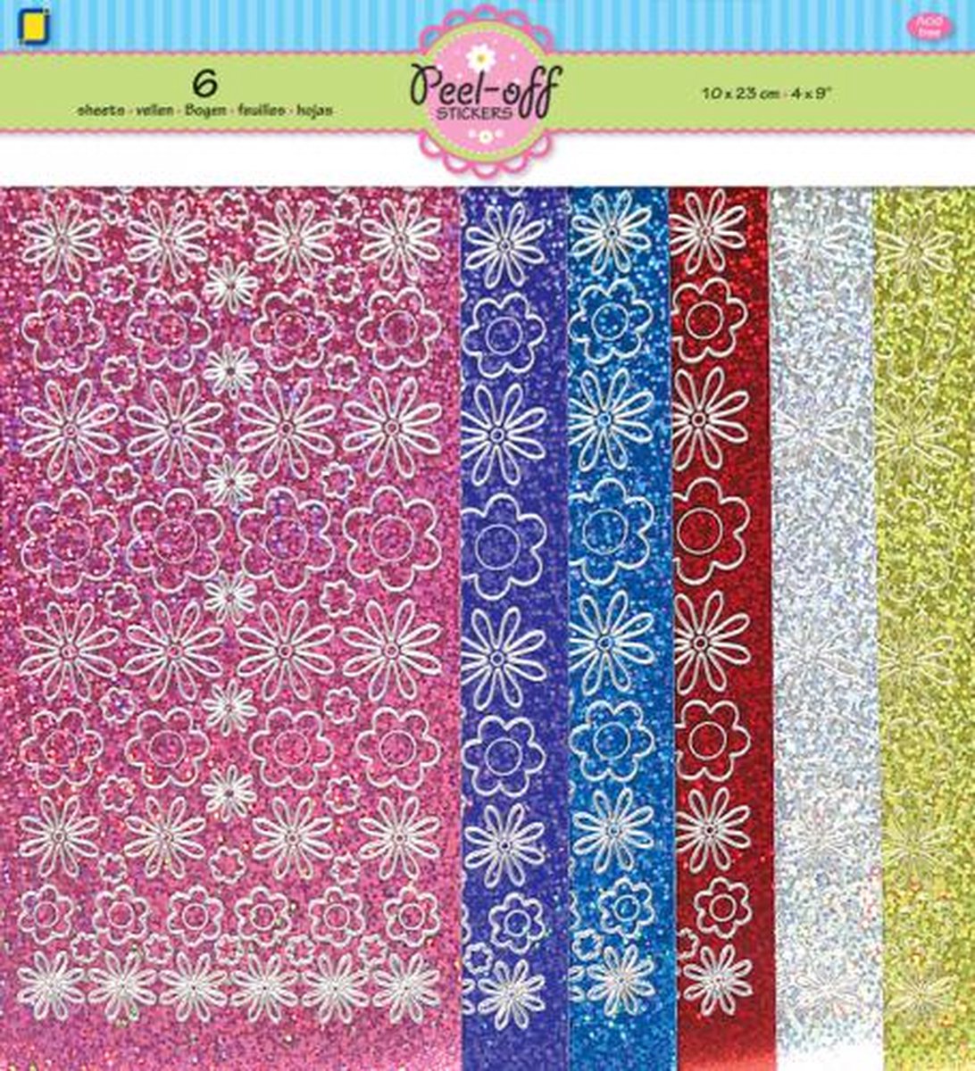 Peel-off Stickersets 6-pack, Diamond Flowers