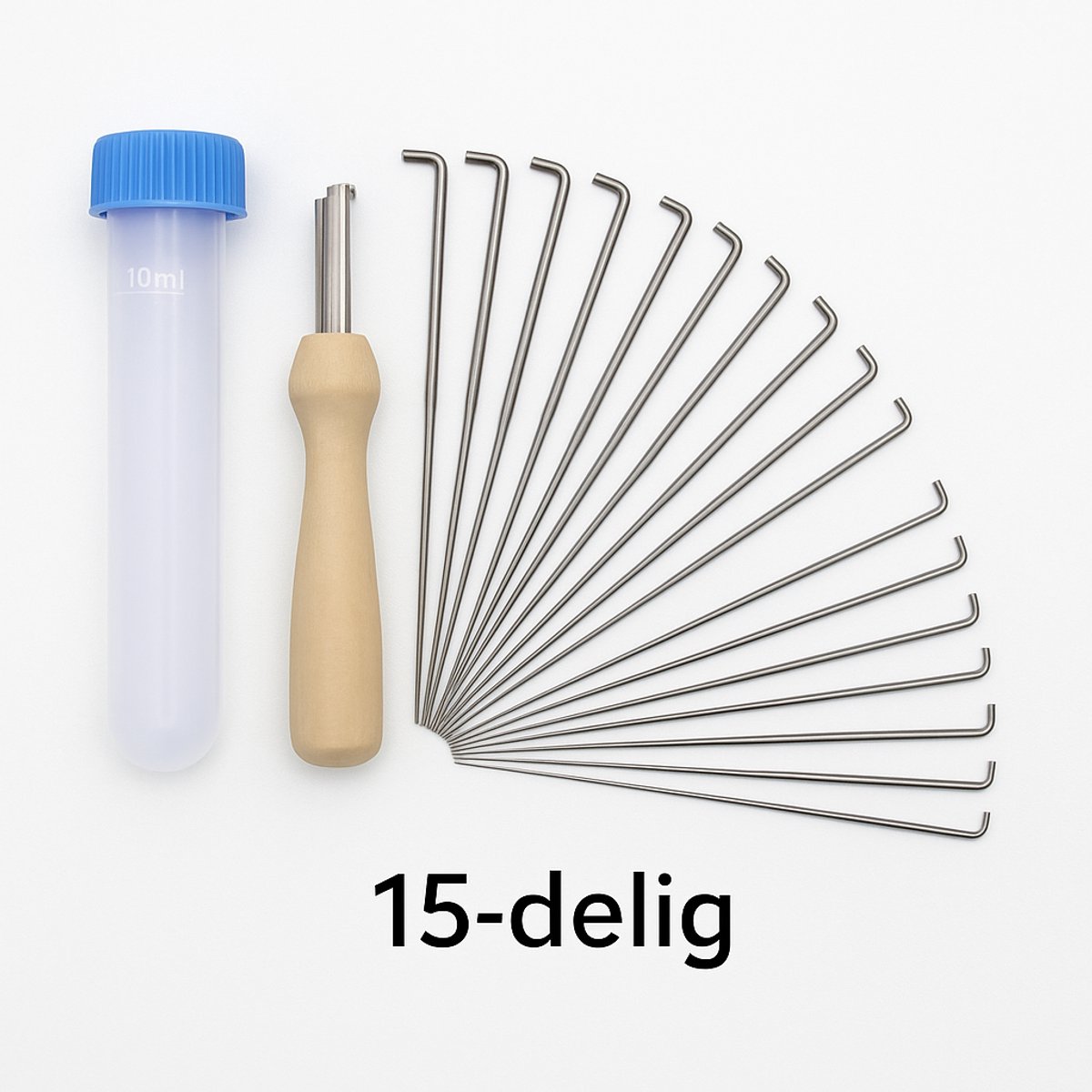 Haaknaalden Set – 15-Delige Haaknaaldenset met Opbergbox & Houder – Ergonomische Handgrepen – Haken voor Vilt, Wol & Katoen – Complete Haakset Beginners & Ervaren Hakers