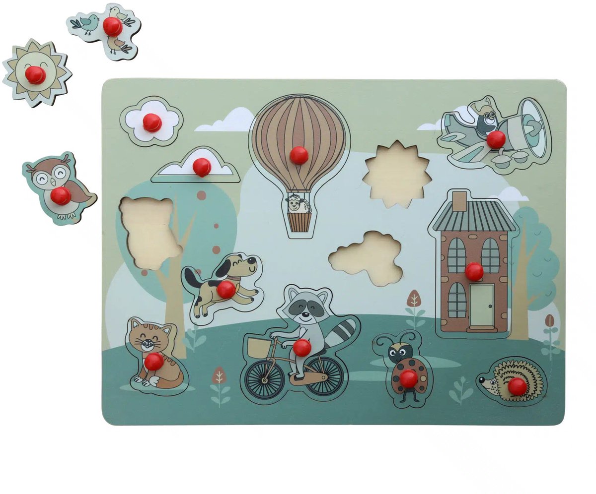 Jep-Kids - Houten puzzel - Garden - Starterspuzzel - Beginnerspuzzel - Babypuzzel - 12 stukjes