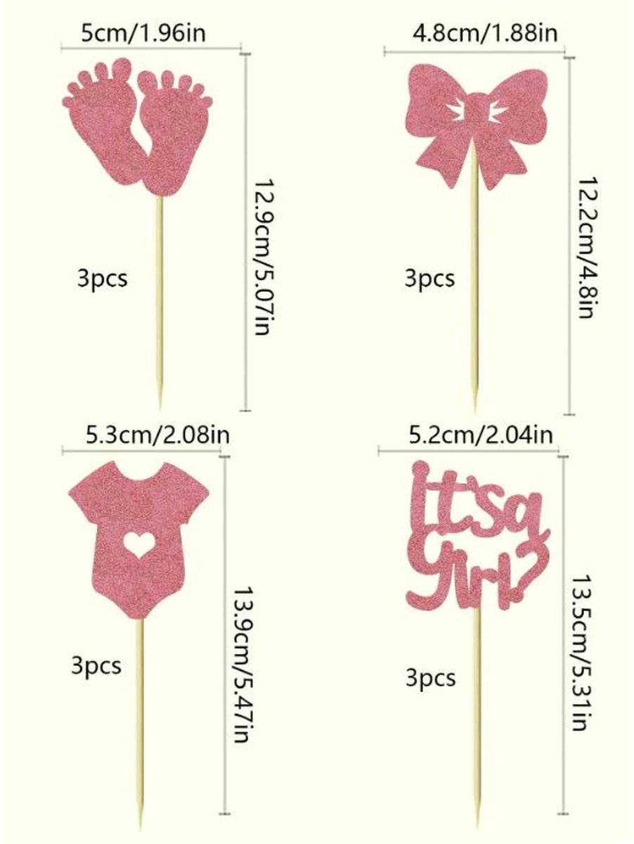 cup cake / cake /taart / prikkers / its a Girl / meisje / geboorte / gender reveal / Roze / feest