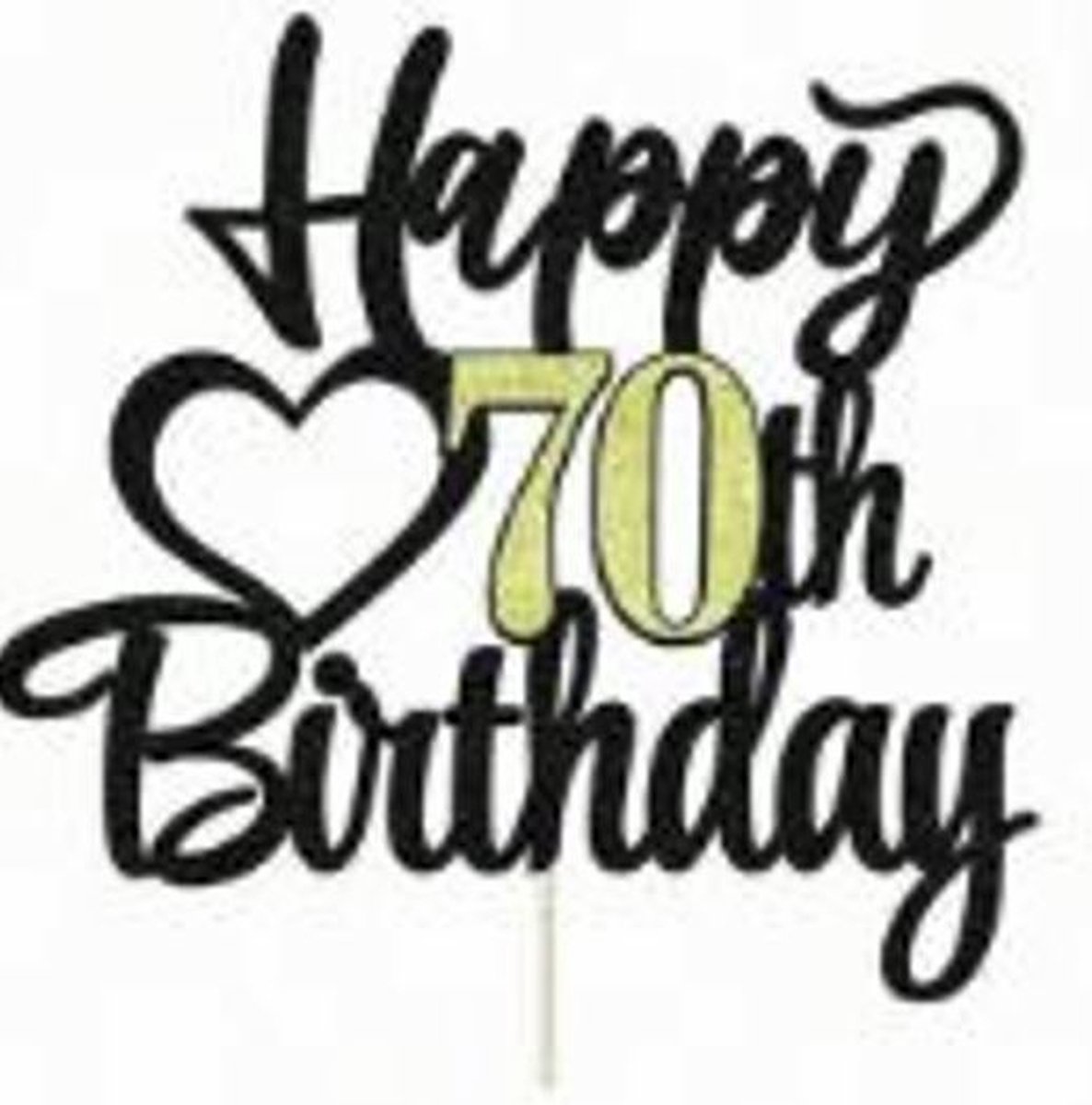 taart topper - verjaardag - 70 jaar - Happy Birthday - decoratie - versiering - Goud - Zwart