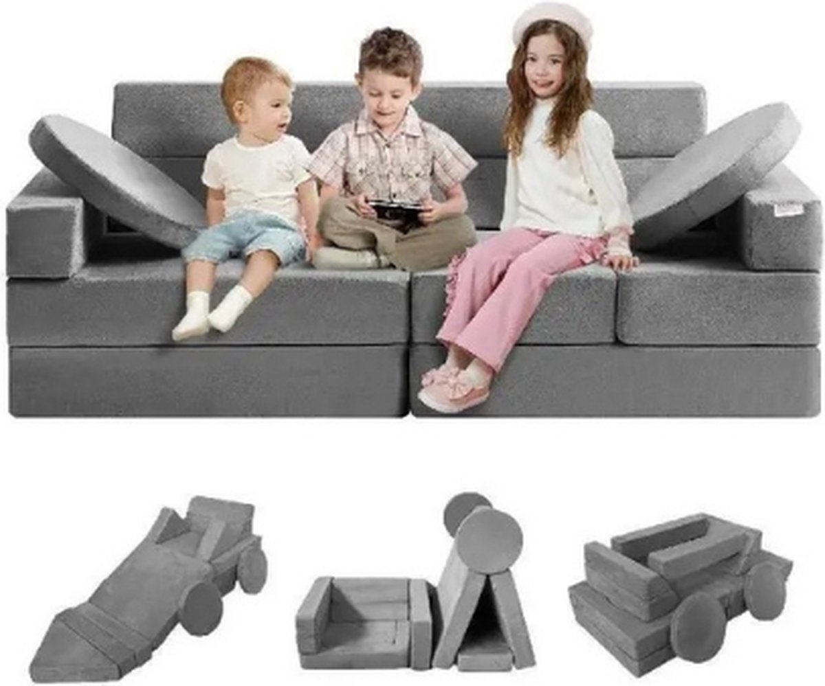  ® Speelbank voor Kinderen - Kinderbank - Creatief - Bouwen - 15 stks - Huidvriendelijk - Wasbaar - 135x67x47cm - Grijs