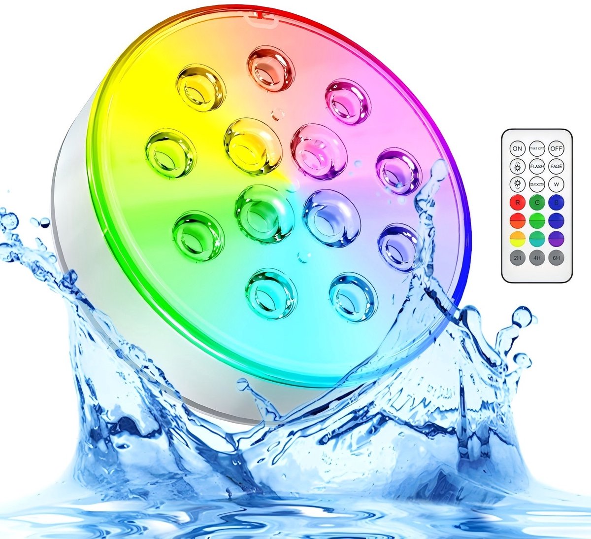 JeiibrZui 1 Multifunctioneel Onderwater LED-Lamp, Lay-Z-Spa LED-lamp met RF Afstandsbediening voor 16 Kleuren en Badverlichting