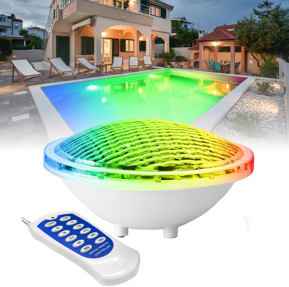 JeiibrZui 1 Zwembadschijnwerper, 18W Blauwe LED, Waterdicht & Corrosiebestendig, IP68 Gekeurd, voor Inbouwzwembaden 竞争对手链接：