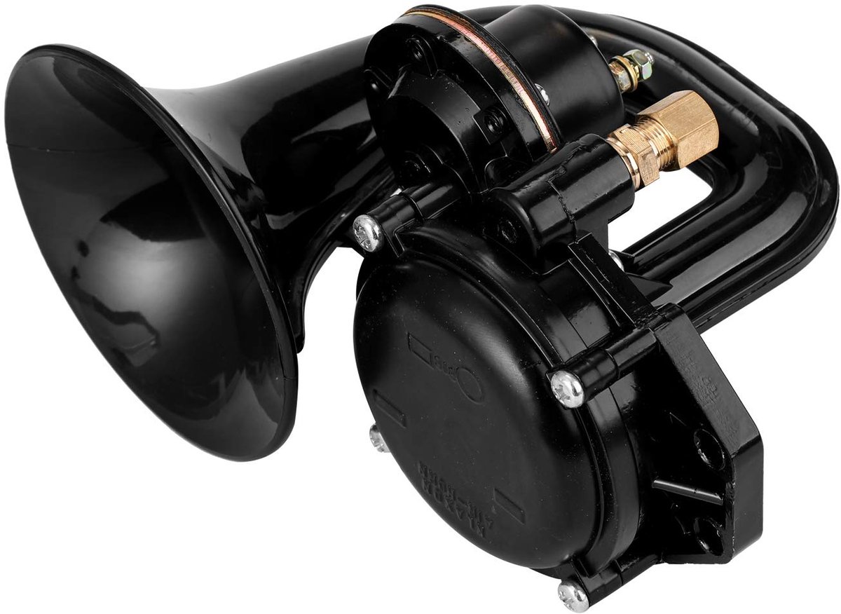 JeiibrZui 1 elektrische luchthoorn, vrachtwagenhoorn 12V/24V met tunnelhoorn luid motorhoorn voor autos, vrachtwagens en boten