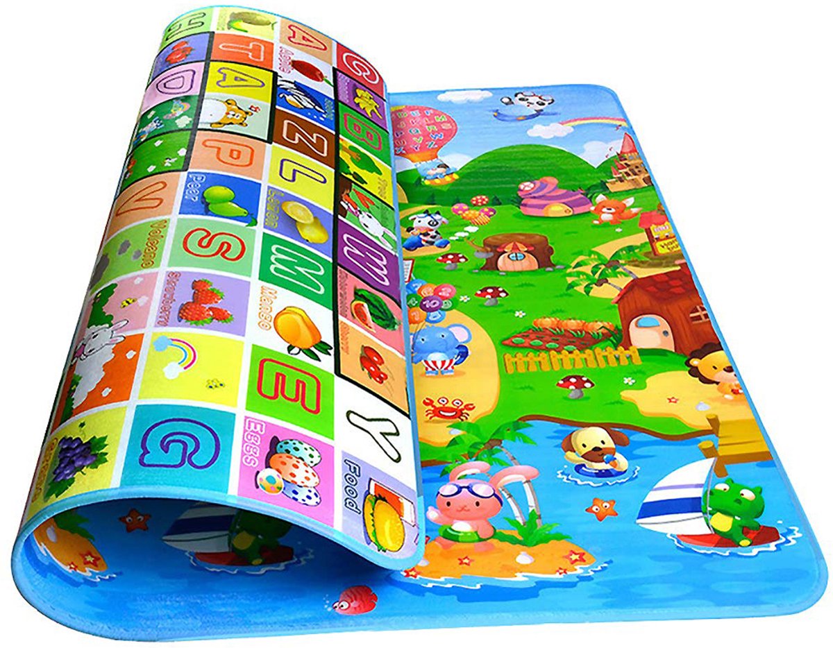 JeiibrZui Baby Speelmat - XPE Kruipmat - Milieuvriendelijk En Veilig + Waterdicht Antislip Ontwerp - 1 - Voor Box En Binnen/Tuin Gebruik Blauw