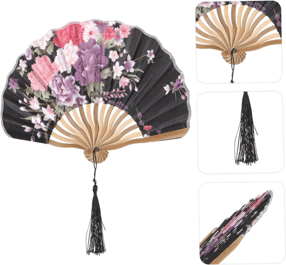 JeiibrZui Deco Japanse Opvouwbare Waaier - Bamboe Handwaaier 15 Kleuren - Decoratief Cadeau Muur Kantoor Japanse Stijl
