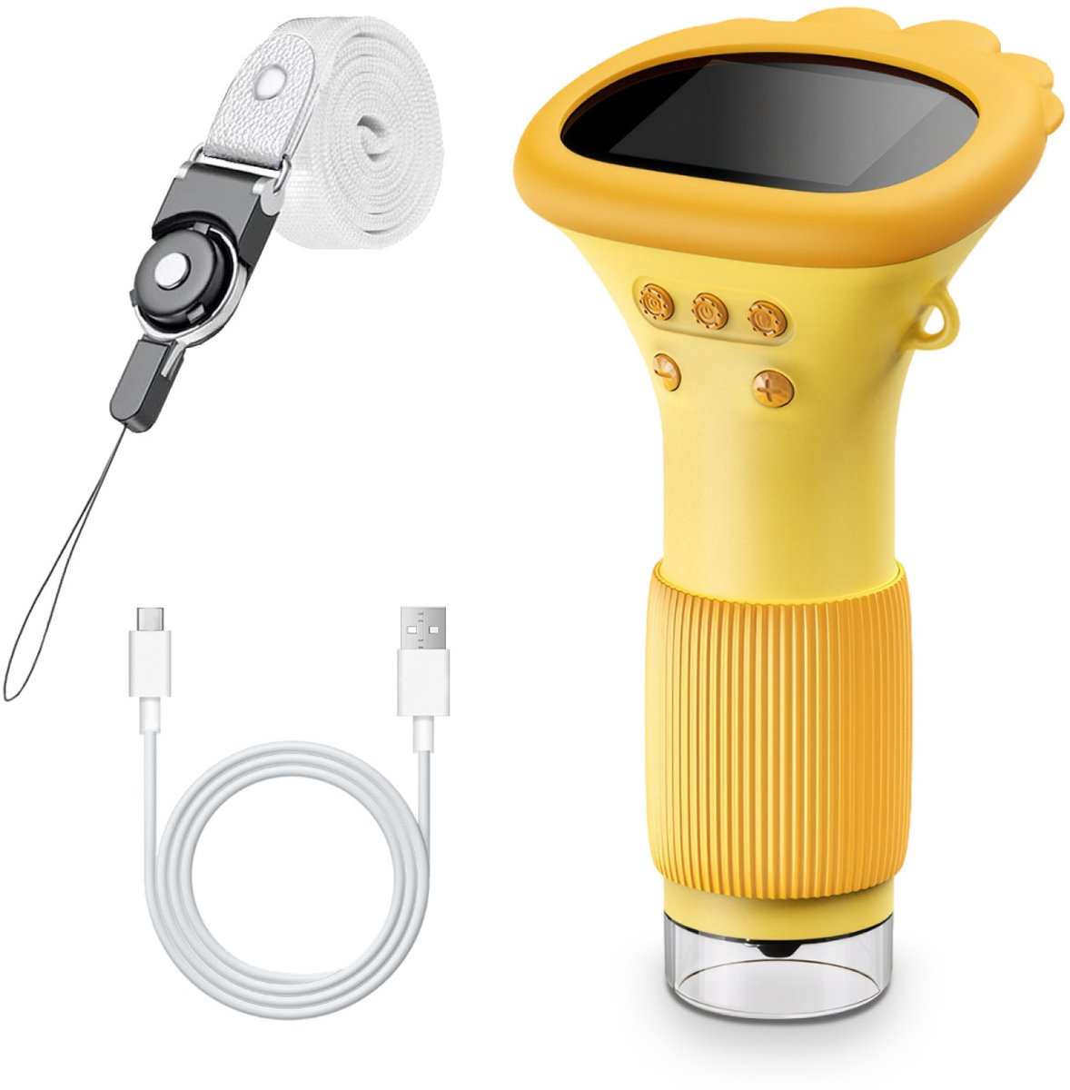 JeiibrZui Digitale Microscoop Voor Kinderen - Kindermicroscoop - 1000x Vergroting Met 2,0-Inch Scherm En Opnamefunctie - 1 Stuk - Verjaardagscadeau Geel