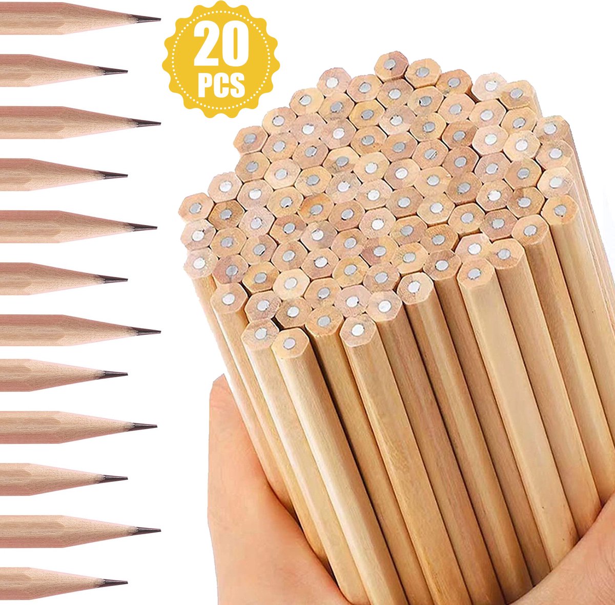 JeiibrZui HB Grafietpotlood - Hout - Veilig Materiaal - 20 stuks - Veelgebruikt - Natuurlijk Hout