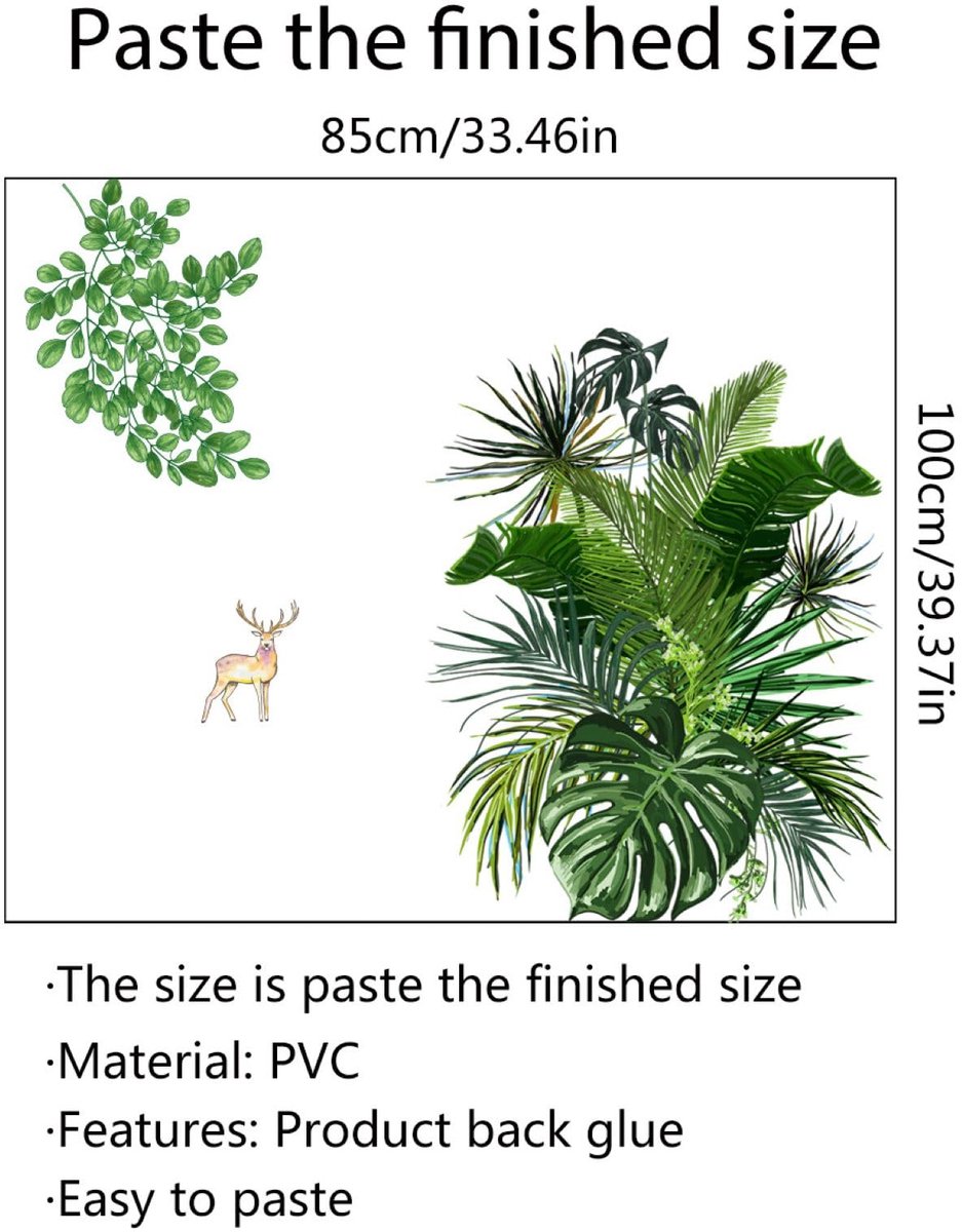 JeiibrZui Muurstickers - Zelfklevende Stickers - Decoratie Met Plantenthema - Kamervergrotend Ontwerp - 1 Stuk - Groen