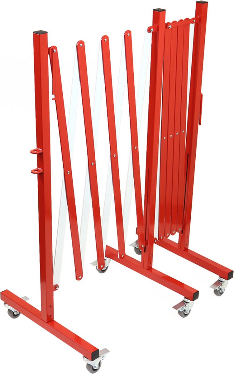 Harmonicahek op wieltjes - Wit & Rood - x 500 cm / folded: 44 cm x 950 mm- - Steel - - Voor binnen & buiten
