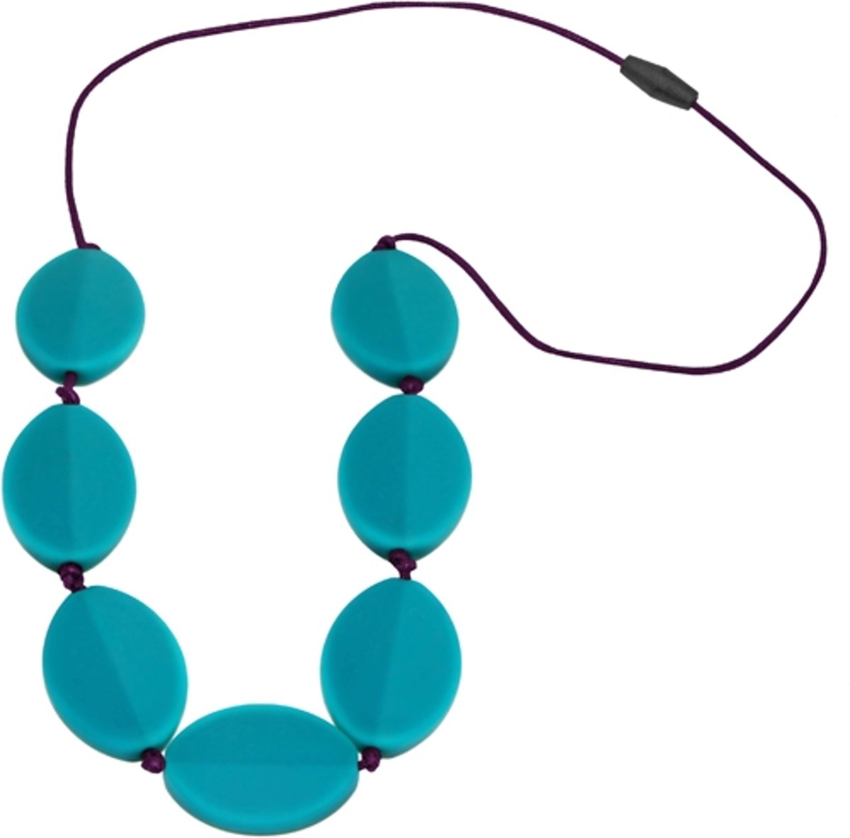 Jellystone Designs Caru Necklace - Kauwketting - Turquoise Baja Green with Eggplant cord