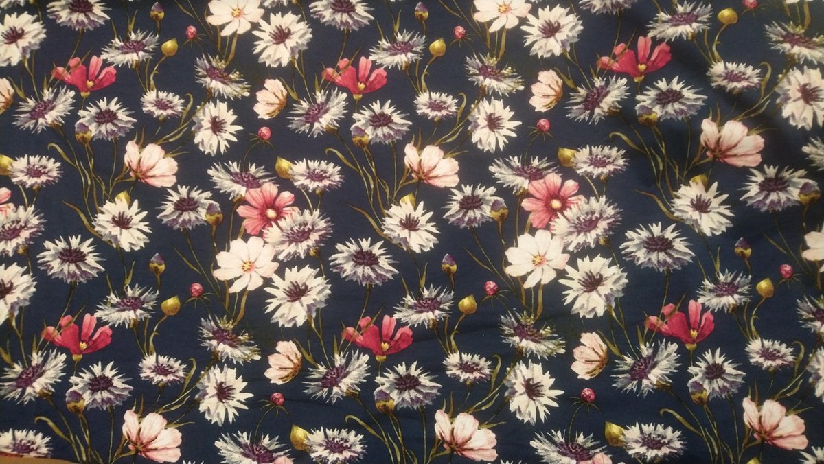 JERSEY STOF BEDRUKT BLOEMEN NAVY, MY IMAGE VOORJAAR / ZOMER 2021, PER METER.