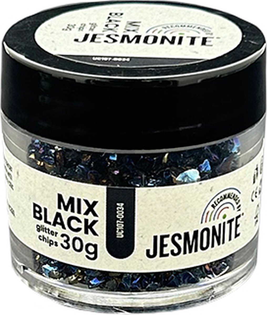 Jesmonite glitter chips 30g zwart mix decoratie knutselen.