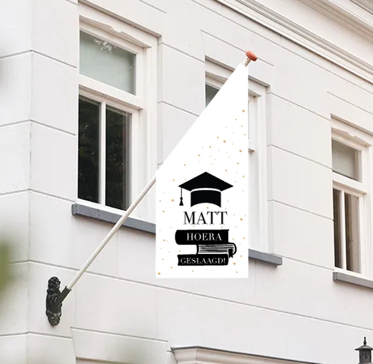 Jetjes & Jobjes - Geslaagd vlag met boeken + naam