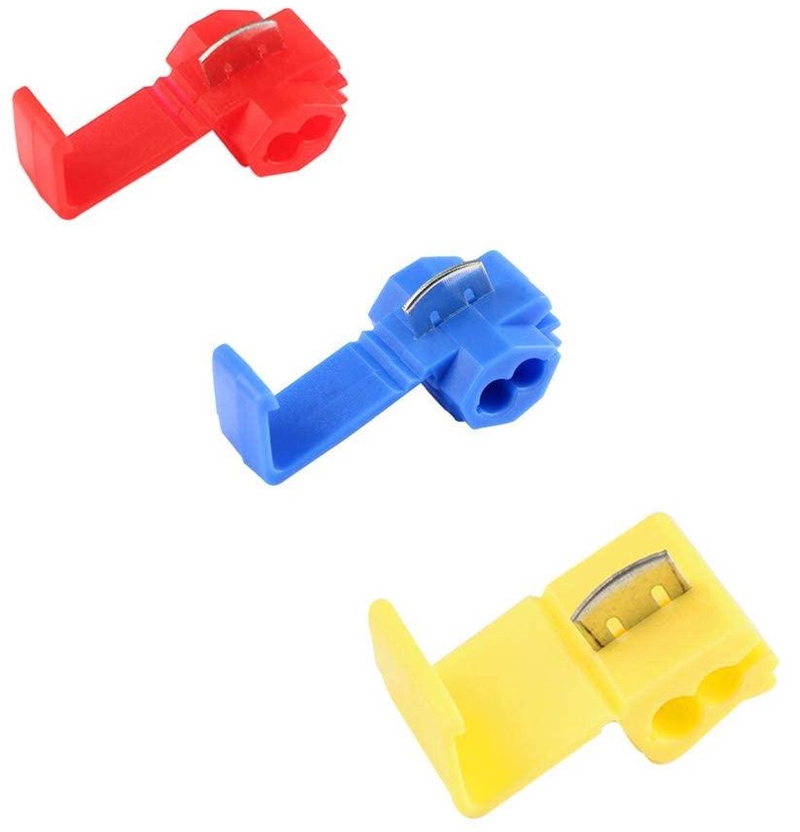 - Elektrische Draad-Splitterconnectoren Set met 50 Stuks Quick Splice Terminals - Snelle Splice Draadconnectoren: Rood, Blauw en Geel - 20 Rood, 20 Blauw, 10 Geel - Handige Quick Connectors voor Elektrische Draad-Aftakking - 50 stuks in totaal