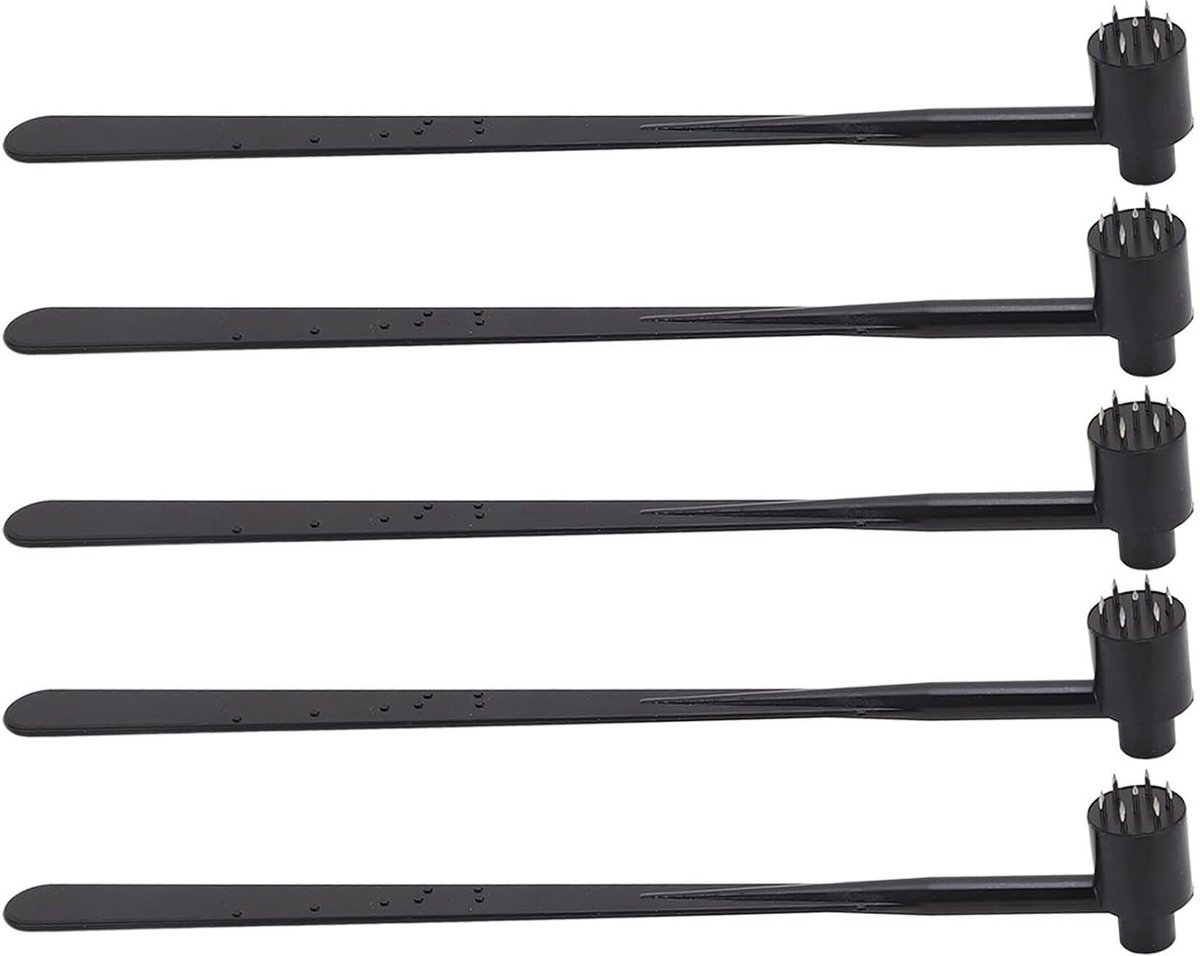 JHubers Goods - 5-delige Set Pruimenbloesem Dermal Hammers met Zwart ABS Handvat - Lichtgewicht RVS Naalden voor Industrieel Gebruik