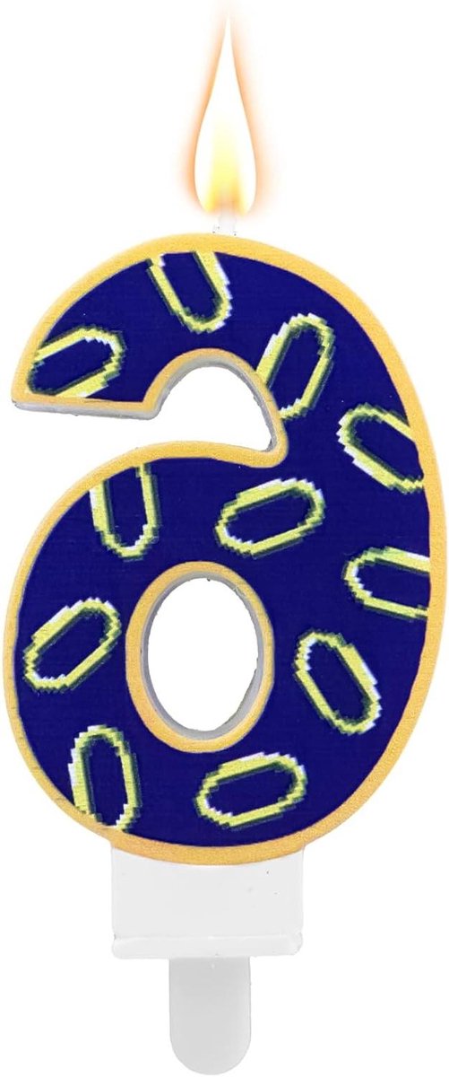 JHubers Goods - Blauwe Egel Verjaardagskaars, Taart Topper voor Babyshower - Nummer 6