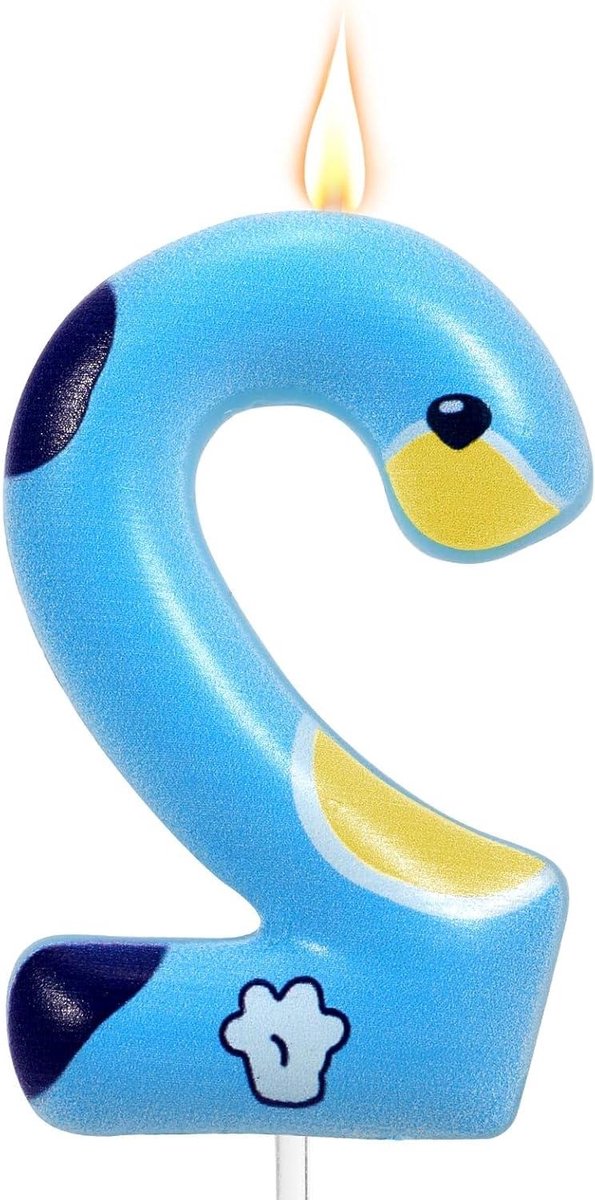 JHubers Goods - Blauwe Hondenpoot Verjaardagsnummerkaars voor Jongens en Meisjes vanaf 2 Jaar